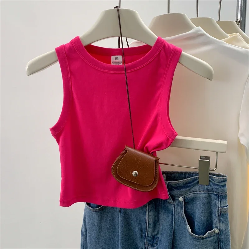 2023 Tank Top Für Frauen Gerippte Unten Ärmellose Bluse Einfarbig Casual frauen Teenager Trendy Grundlegende Sommer Tops Neue