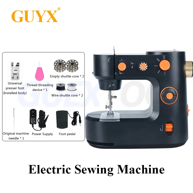 Home Small Double Lines Sewing Machine Multifunctional Adjustable Thickness Lock Edge Sewing Electric Sewing Tool With LED Light