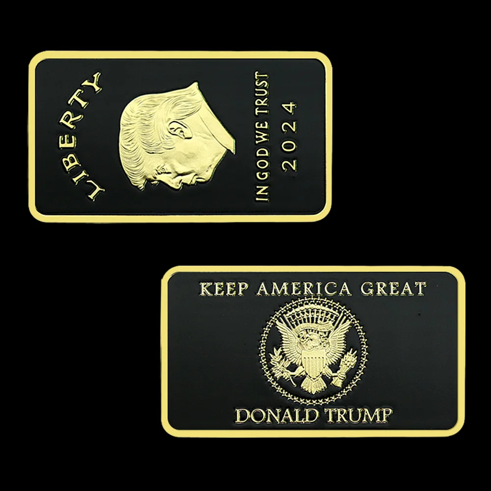 2024 Donald Trump Gold Bar IN GOD WE TRUST Metal Challenge Coin Commercial Collection Fan Gift Customized Wholesale