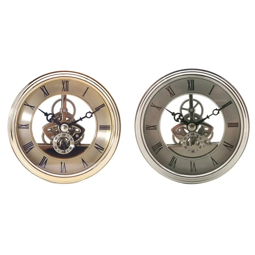 Clock Inserts, Transparent Skeleton Clock Inserts Recessed Clockwork Table Clock Clock Movement Clock DIY (Diameter 97mm)