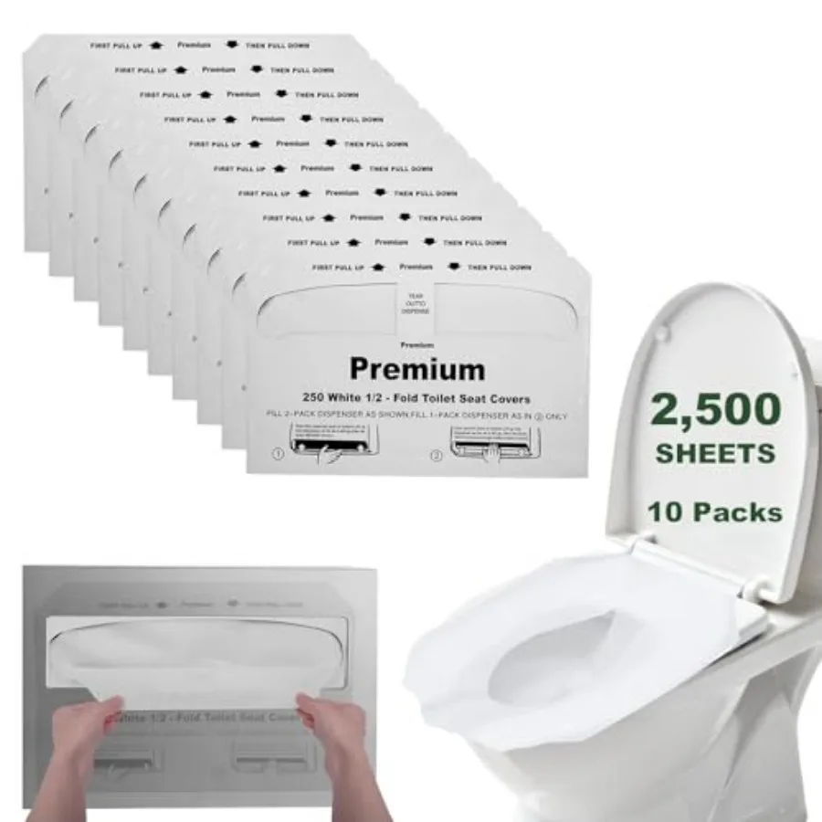 

Disposable Toilet Seat Cover 2500Pcs, 10 Packs of 250,Disposable Toilet Seat Covers Flushable, Paper Toilet Seat Liners for Pub