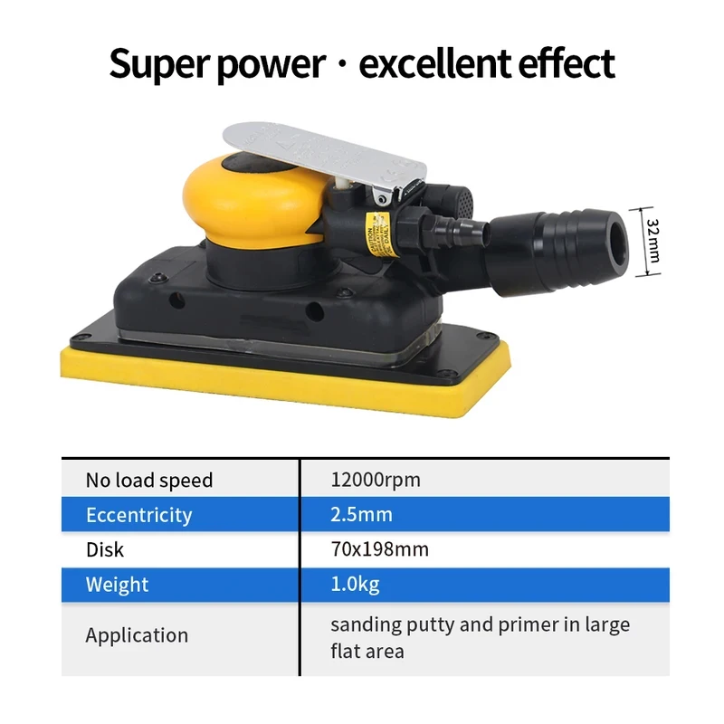 70X198 Dustless Random Orbital Polisher Air-Powered Pneumatic Sanding Hine 198 Eccentric Square Sander