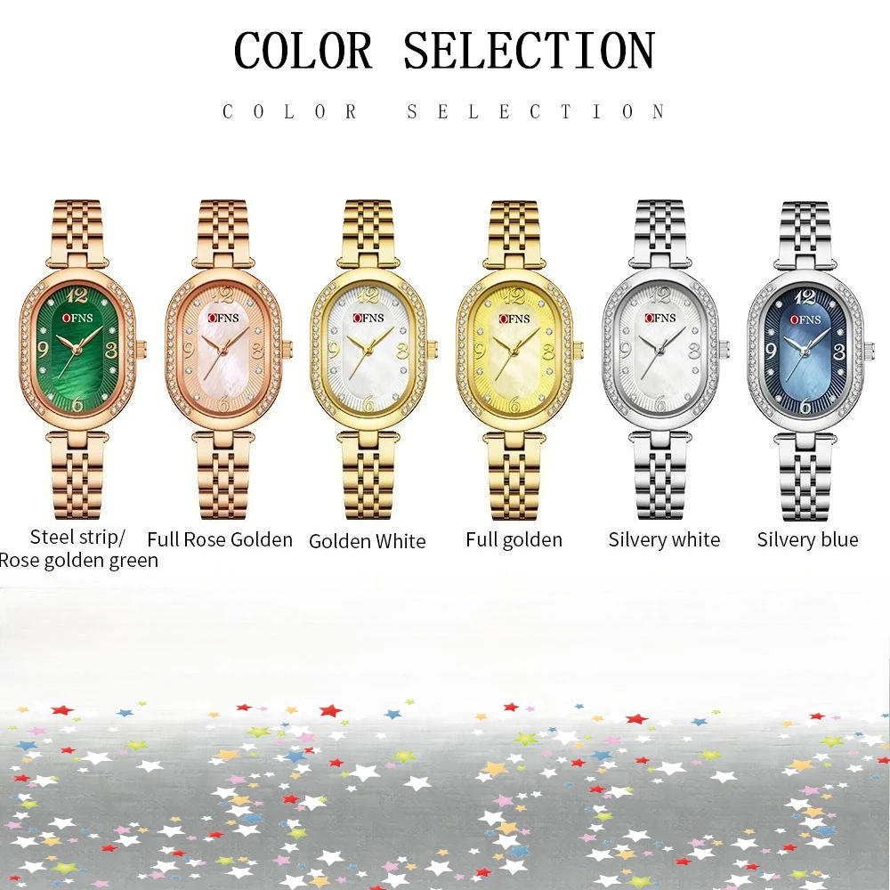 OFNS 1575 Luxury and Fashionable Quartz Women's Watch Waterproof Diamond Inlaid Gangdi Watches for Women Relogio Feminino