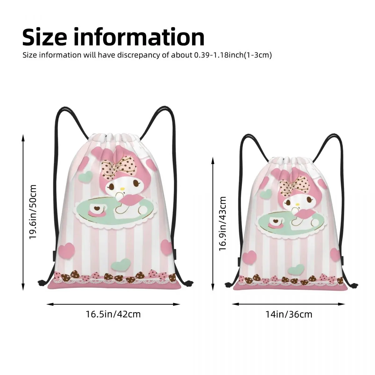 Sanrio Kawaii My Melody Drawstring Backpack Gym Sports Sackpack Anime String Bags for Exercise