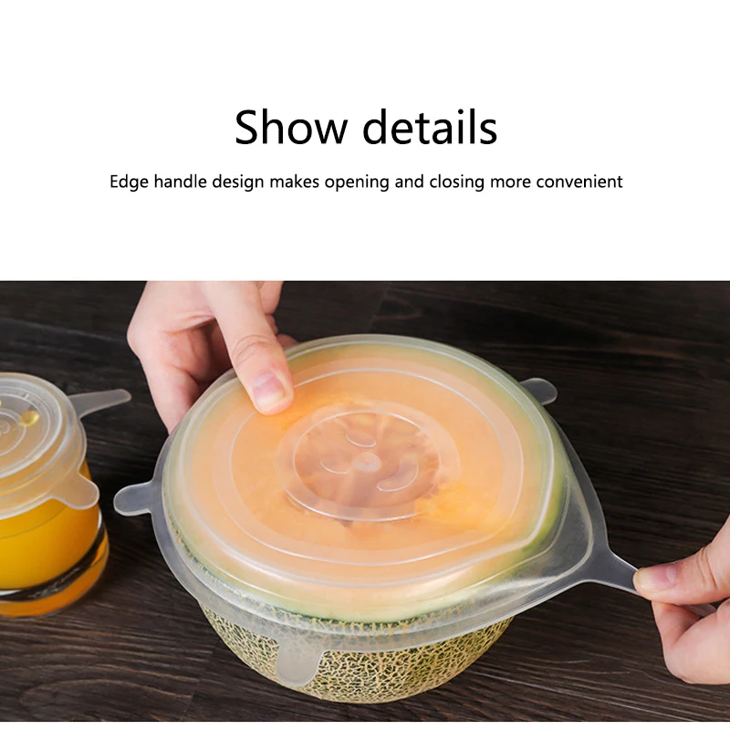 6 Sizes Silicone Stretch Lids Universal Lid Silicone Bowl Pot Lid Silicone Cover Pan Cooking Food Fresh Cover Microwave Cover