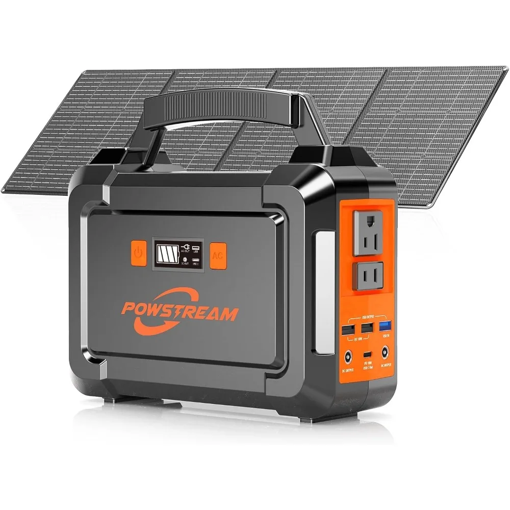 

300W Solar Powered Generator 296Wh Portable Power Station with Solar Panel Foldable 60W Included, Battery Charger Power