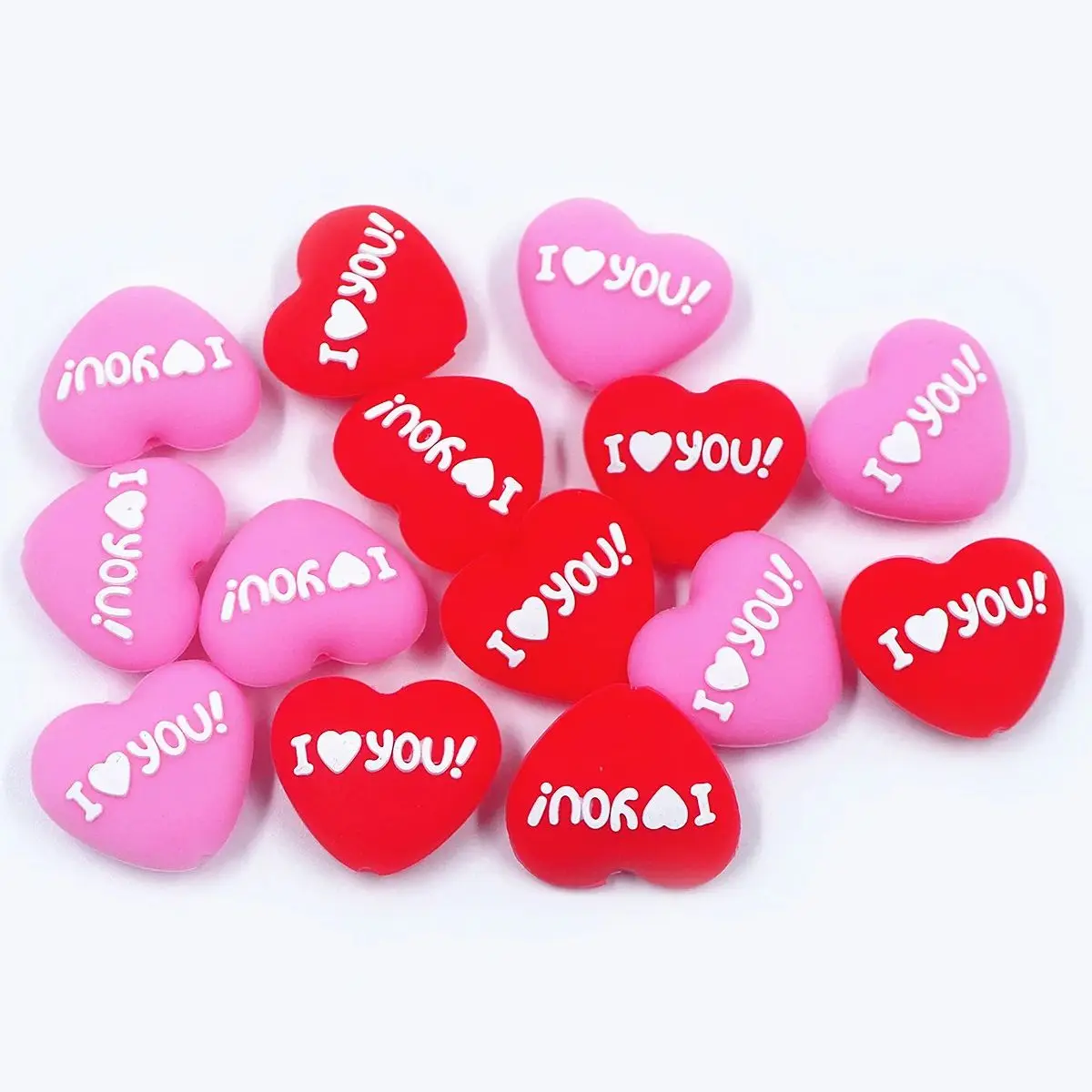 

Chenkai 50PCS Valentine's Day Silicone Focal Beads For Beadable Pen Silicone Heart Charms for Pen Making Silicone Character Bead