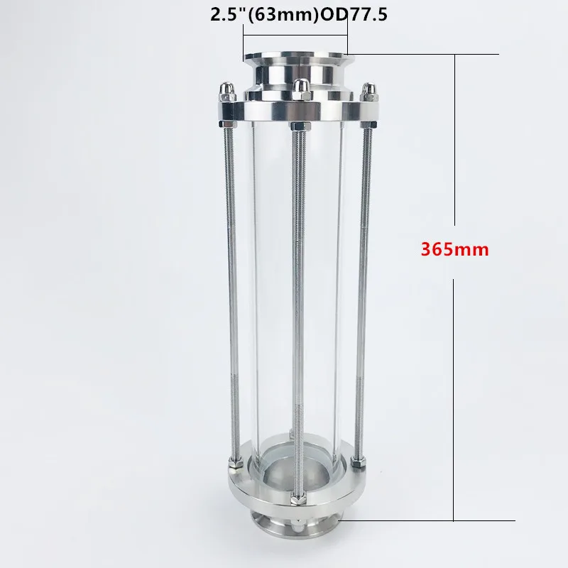 

Long Style 2.5"(63mm)OD77.5 High Quality Flow Sight Glass Dioptr Length 365mm Sight Glass Tower SS304 Sanitary Fitting