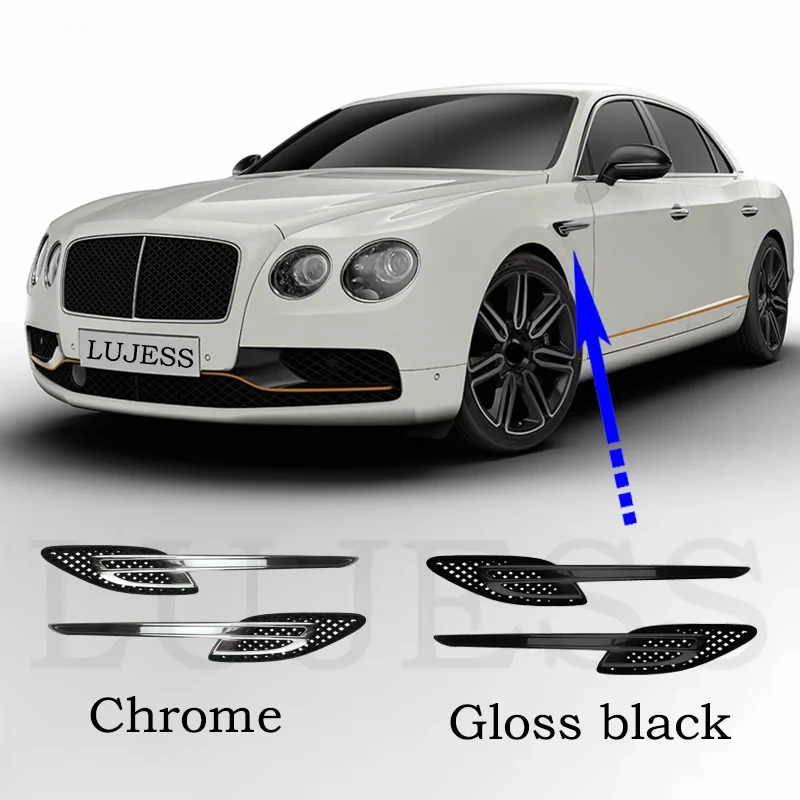 Chrome Glossy Black Fender Grille Air Inlet Vent For Bentley Flying Spur 2013-2019 Plastic Front Bumper 4W0821169B 4W0 821170B