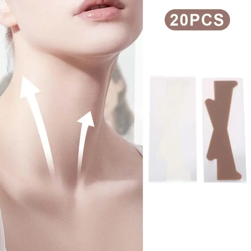 20 pegatinas para levantar la cara y el cuello, transpirables, impermeables, antiarrugas, parche para levantar la barbilla, cuidado de la piel, cinta adhesiva invisible