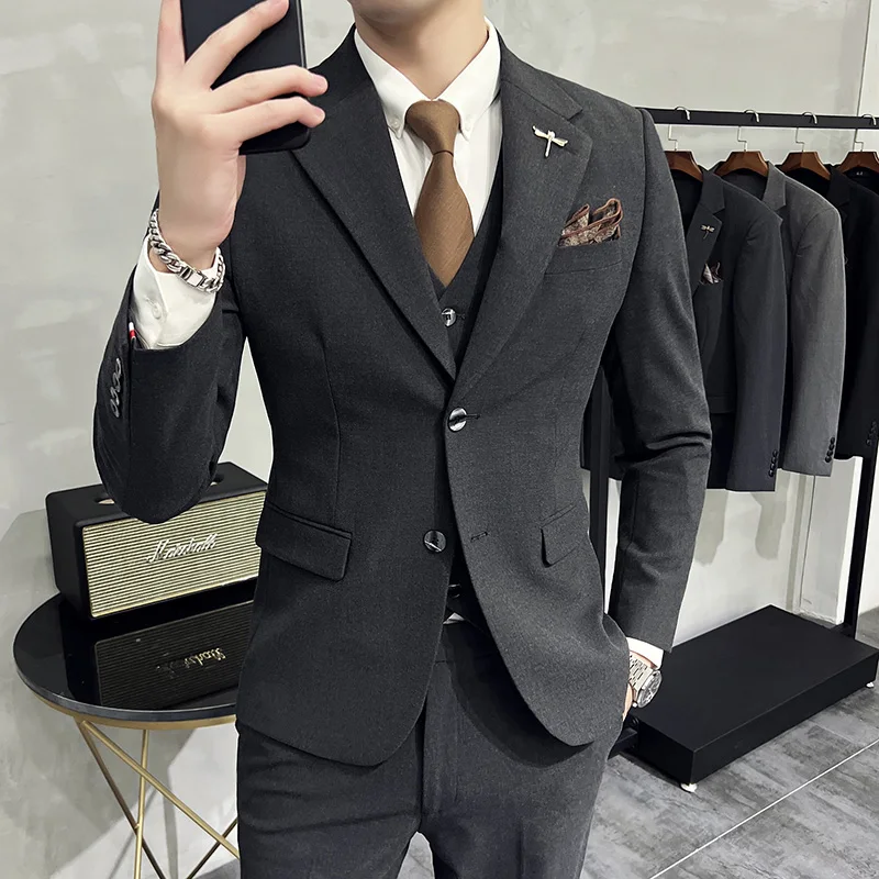 Set setelan pakaian 3 potong untuk pria, Blazer + rompi + celana, Set pakaian Formal pesta pernikahan, jas butik kancing sebaris Single-breasted ukuran Plus 7XL untuk pria