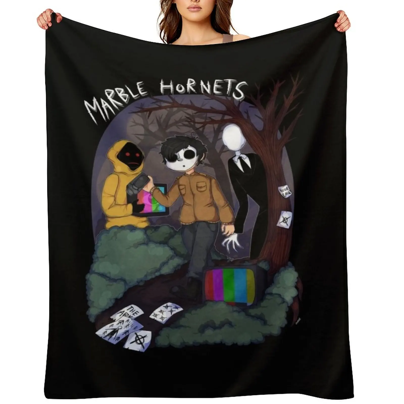 

Marble Hornets 57 Throw Blanket Sofa Luxury Throw manga Heavy Blankets