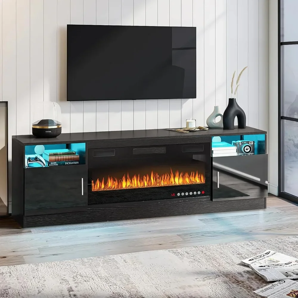 

LED TV Stand, or TVs Up To 80", 36" Electric Fireplace,TVs Stands with Fireplace LED Light, TV Stand