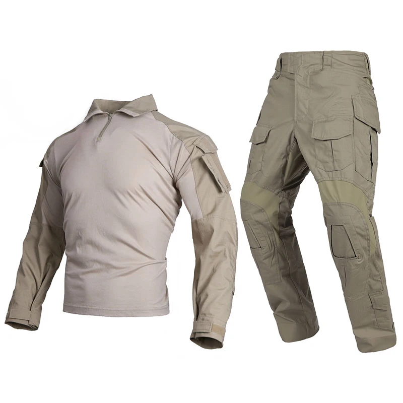 Emersongear E3 Combat Uniform Sets Training Suits Mens Shirts Pants Tops Duty Cargo Trousers Camping Hunting Trekking KH