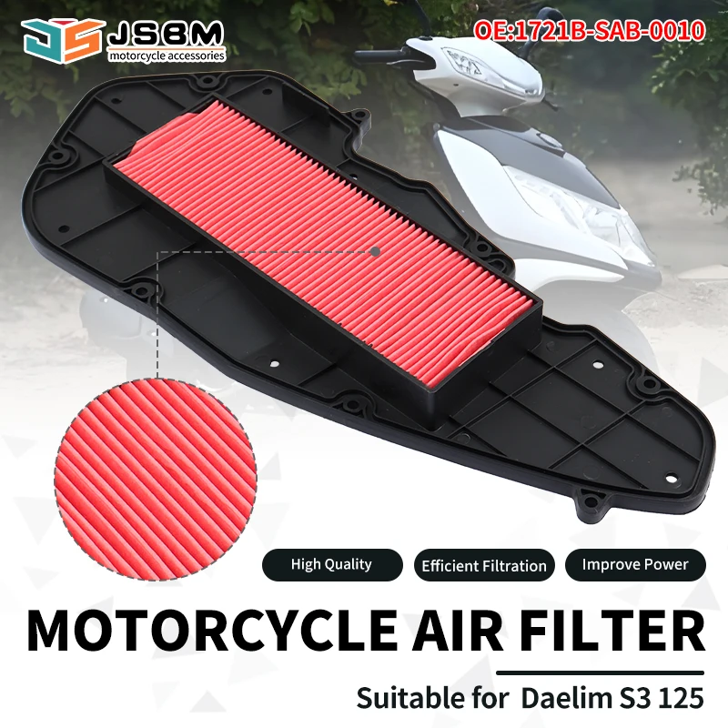 

JSBM Motorcycle Accessories Air Filter For Daelim S3 125 1721B-SAB-0010 Zongshen RT3 Ruitu ZS250T-3 Eninge Intake Cleaner