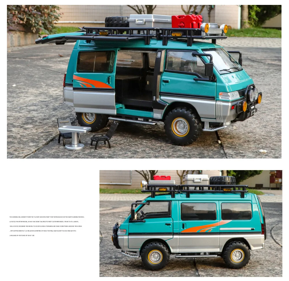 1:24 Mitsubishi Delica Mini Off Road VAN RV Alloy Car Model Sound and Light   Collectibles 