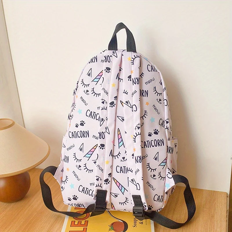 حقيبة يد نايلون متينة للنساء حقائب ظهر كاجوال بنمط كرتوني سعة كبيرة مع حزام قابل للتعديل لطلاب الجامعات #6