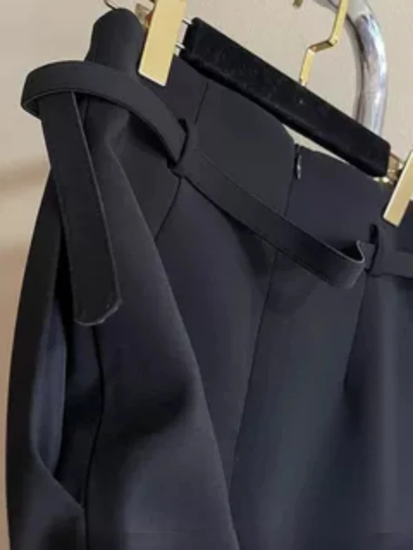 Ele High Waist Silk Blend  Skirt for Women Profional Commute Ready Belted Side High Waist Midi Skirt