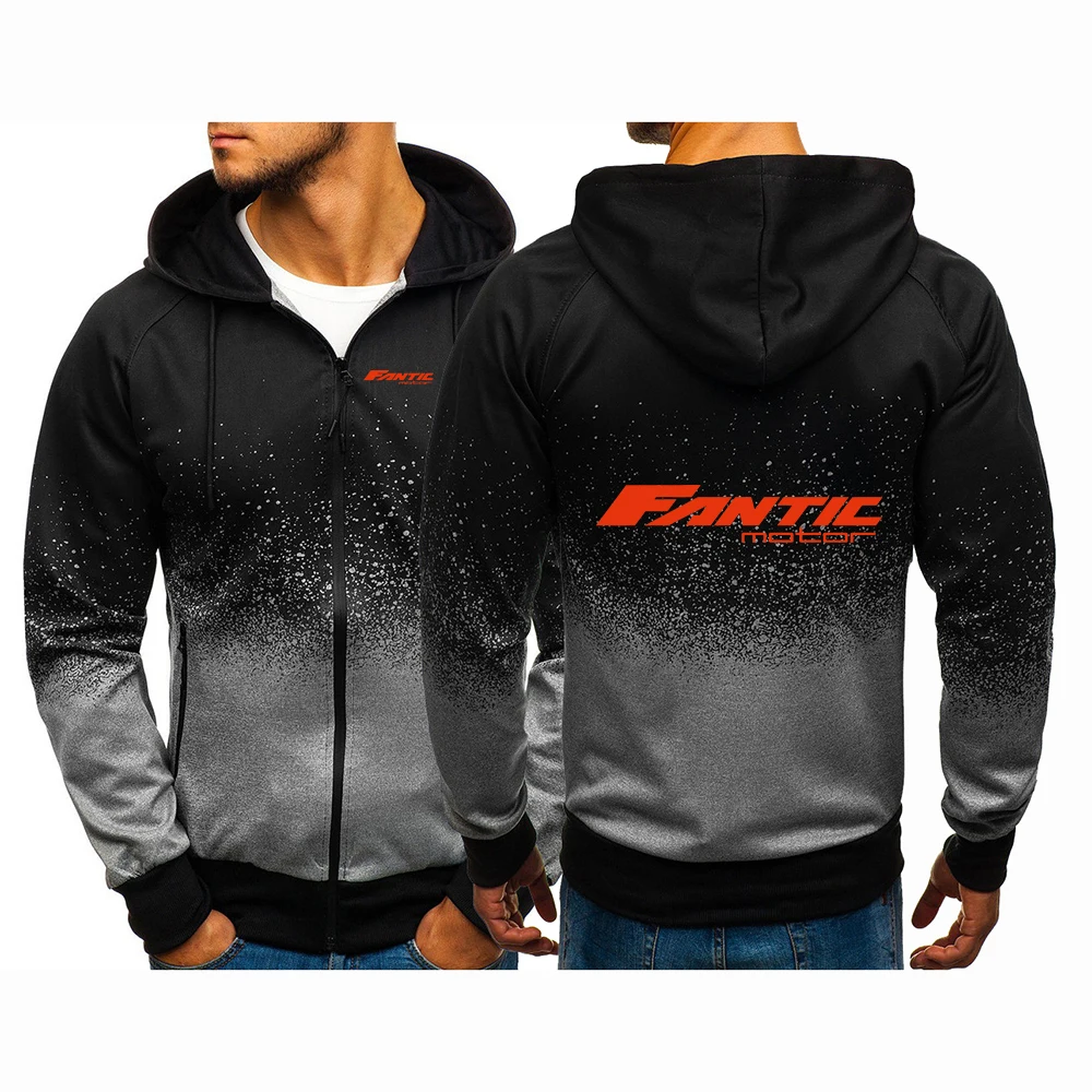 Jaqueta Masculina Fantic Motor 2026: Nova Coleção Primavera/Outono, Moletom de Algodão com Cores Gradientes, Moderna, Popular, Respirável e Confortáve
