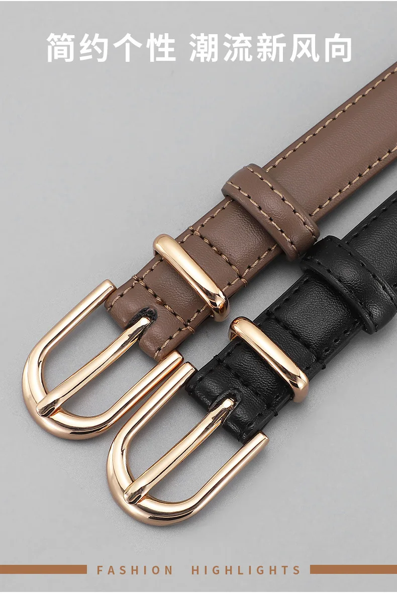 Damen-Gürtel aus zweilagigem Rindsleder mit Legierungsdornschließe, vielseitiger, luxuriöser und minimalistischer Gürtel für Anzüge und Jeans – Detail 5