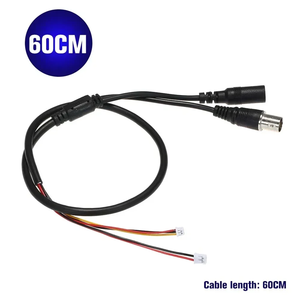 60cm 5 Pin Analog BNC Video Cable, DC Jack Female Cord, F Video Power Lead Wire for Analog CCTV Camera PCB Board, 2/5PCS/Lot