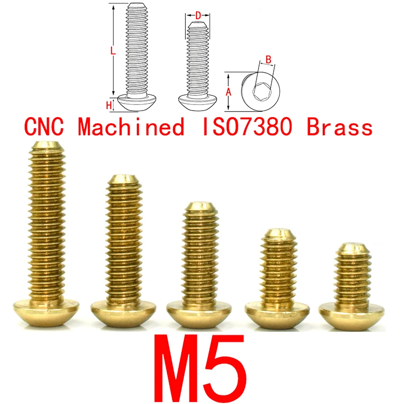 M5 ISO7380 Copper Alloy Button Head Screws, High Conductive Hex Socket Bolts for RC Car FPV Drone Frame HHX