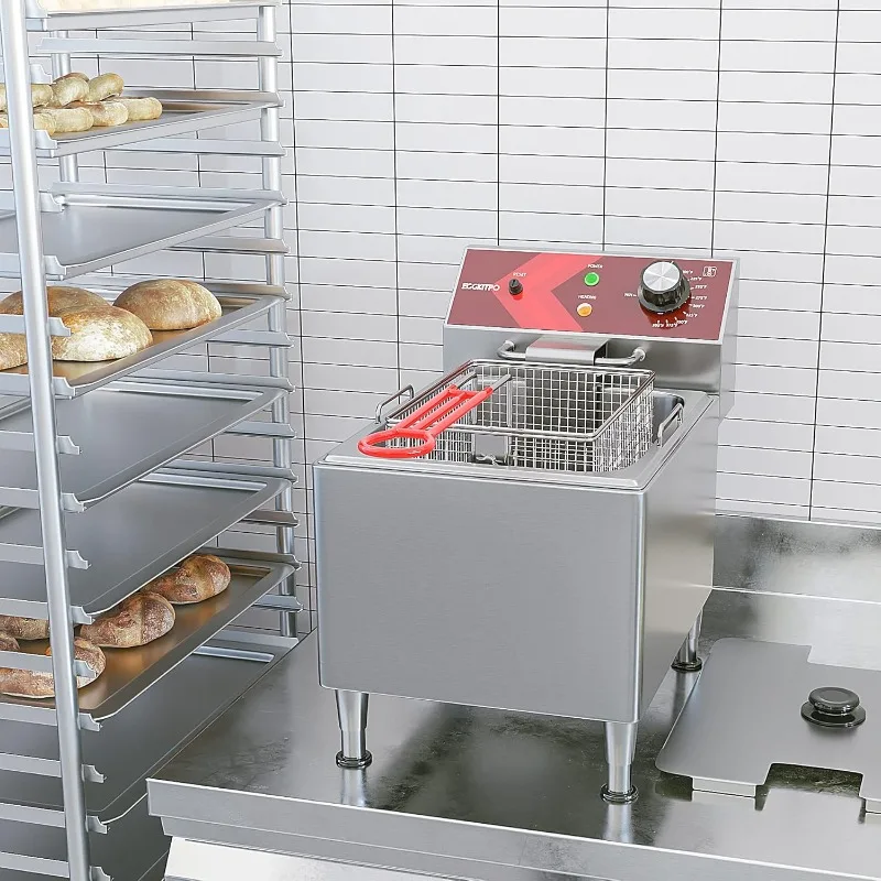 مقلاة عميقة مع سلة تجارية 12 لتر مقلاة كهربائية من الفولاذ المقاوم للصدأ مقالي عميقة للمطعم والمنزل