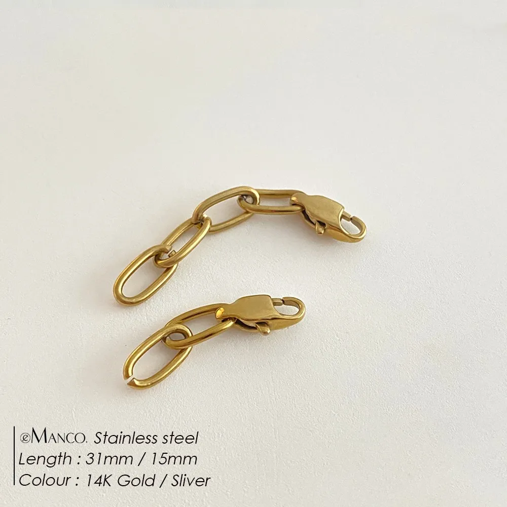 EMANCO Minimalist Style Stainless Steel Link Chain Extender Geometric Paperclip Links Lobster Clasp Accessory for Necklace