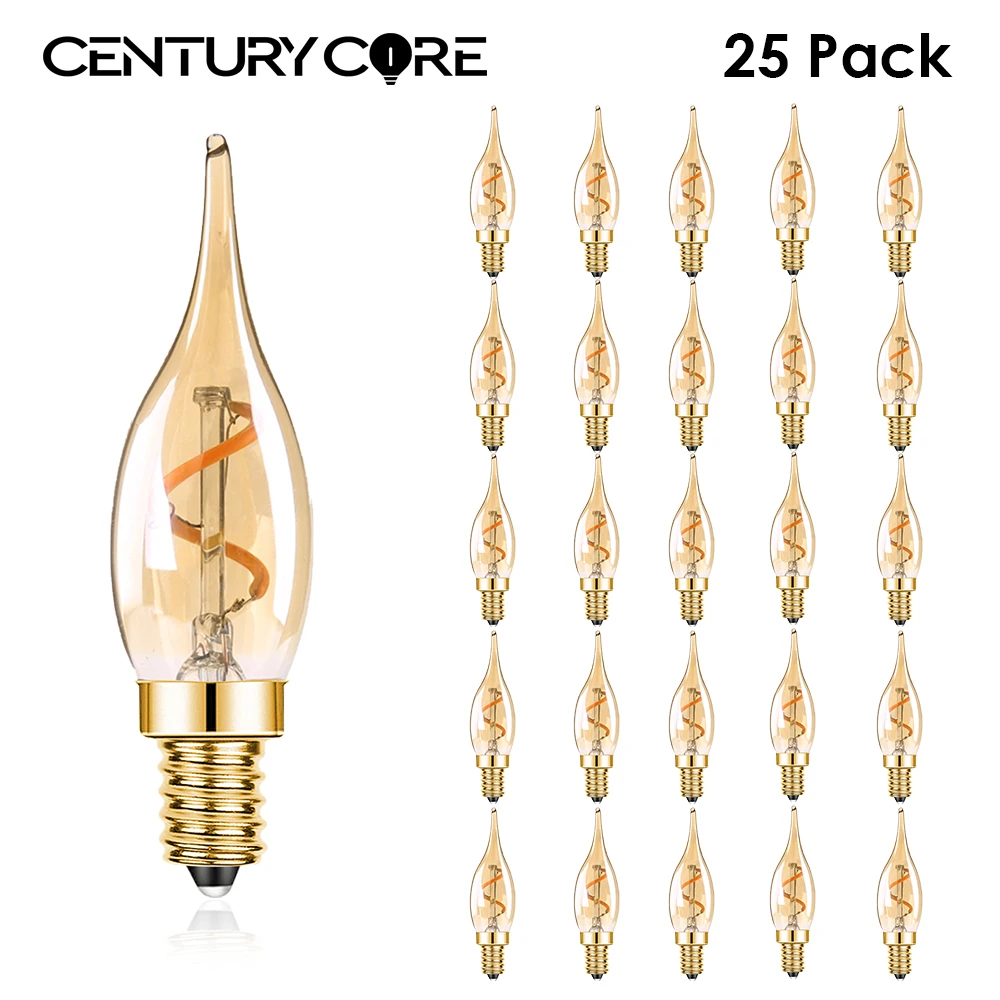 Amber C22 Light Bulb Led 220V E14 1.5W Candle Shape Bulbs Warm White Vintage Retro Chandelier Soft Filament Lamp Decoration Home