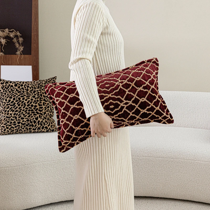 30X50/50X50CM Retro Jacquard Throw Pillow Cover Brown Black Luxury Stamping Waist Cushion Cover Decor Home Decorative Pillowcase