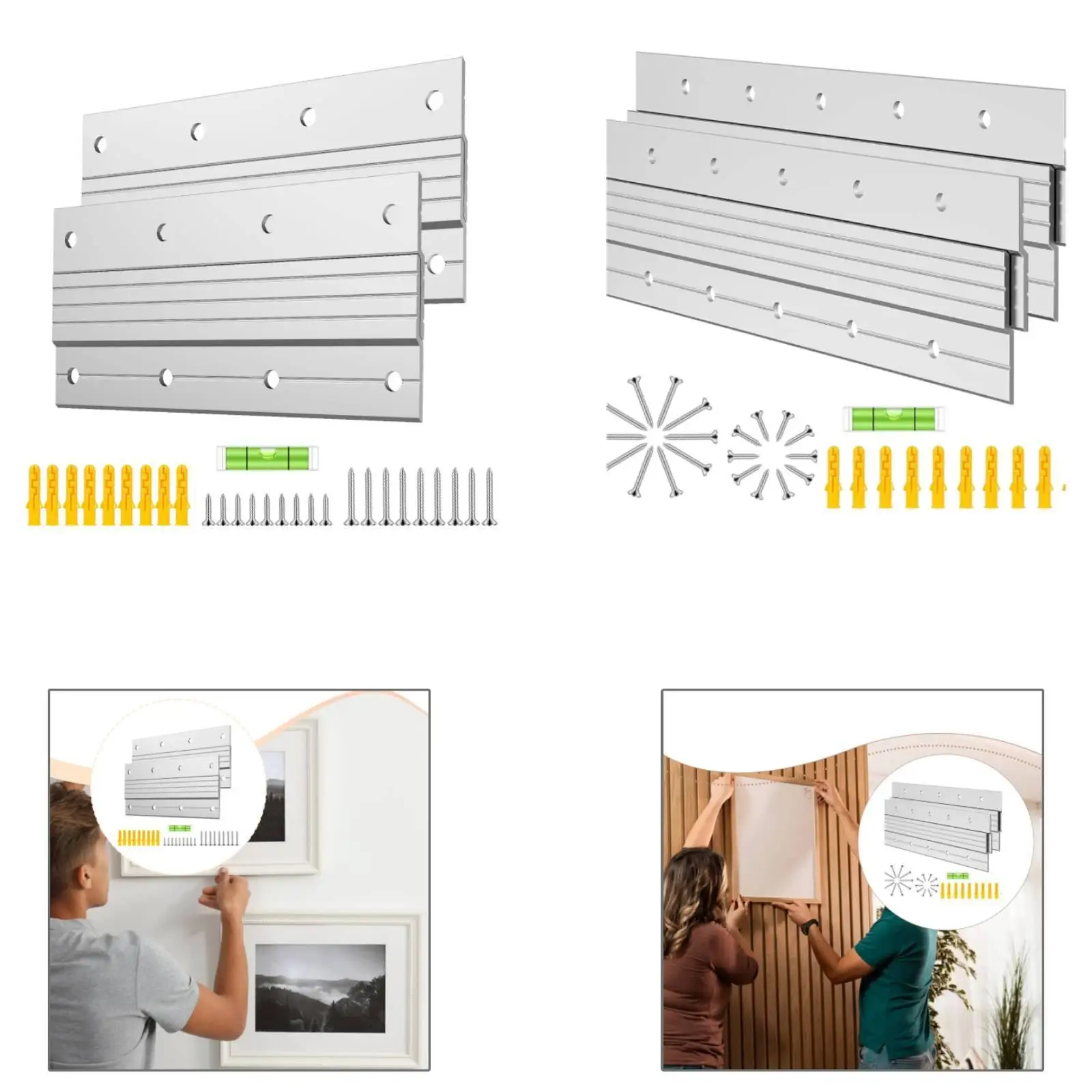 Heavy Duty Wall Hanger Aluminum Alloy Cleat Hook Kit for Large Picture Frame and Mirror Display