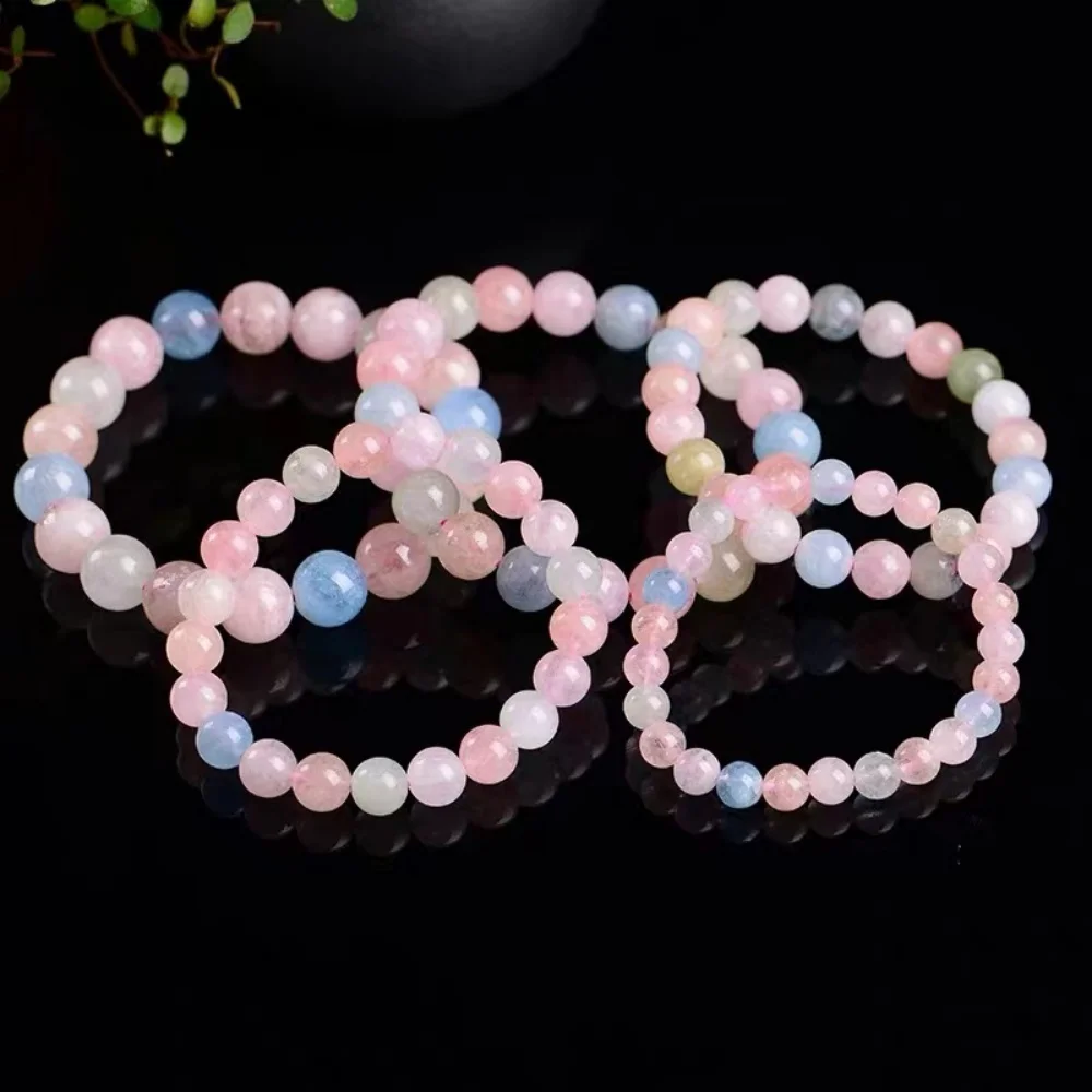 Natural Morganite Bracelet Multicolor Morgan Gem Stone Beads Bracelets Pink Beryls Charm Women Reiki Crystal Jewelry