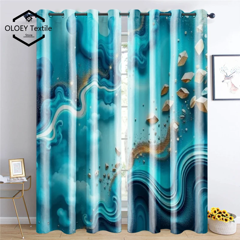 

Ocean or Universe Print Curtains - Customized Patterns Curtains for Living Room Bedroom Window Drapes Dreamy Border Custom Size