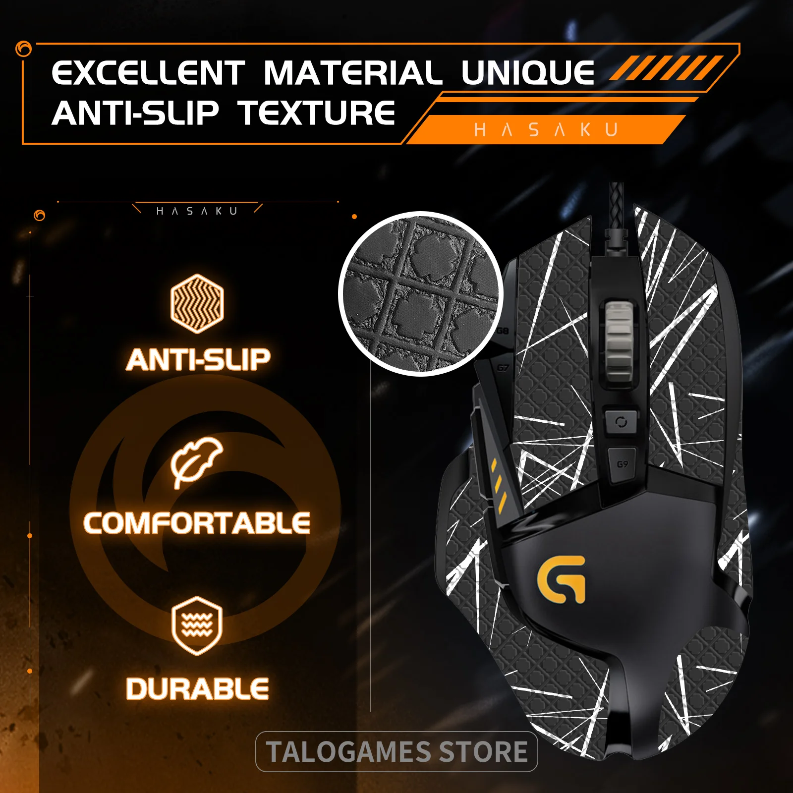 1 Pak HASAKU Mouse Grip Tape untuk Logitech G502 Gaming Mouse Anti-Slip Tape,Grip Upgrade, Nyaman Tahan Lama, Mudah untuk Menerapkan