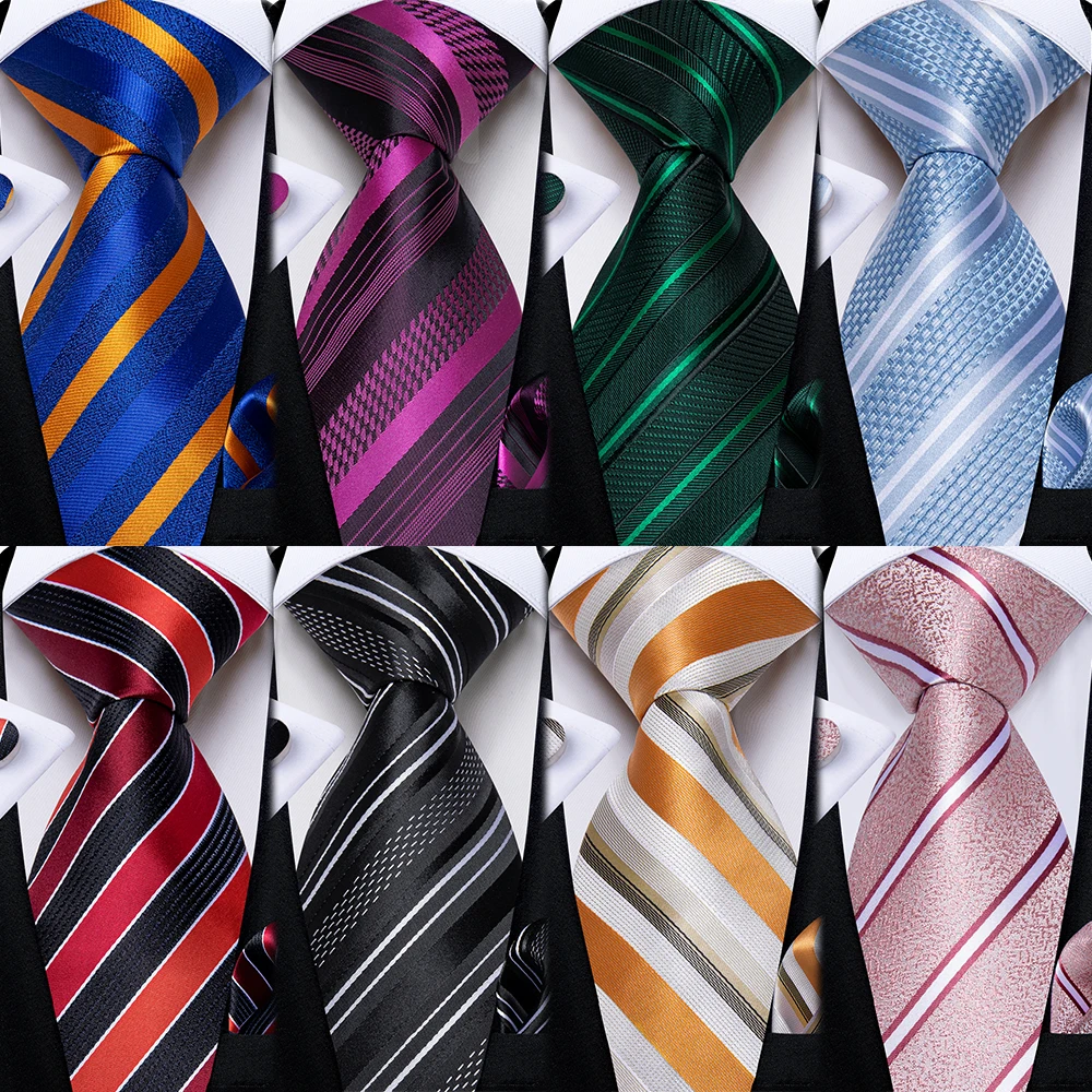 Luxury Business Striped Silk Ties for Men 8cm Blue Purple Red Wedding Party Groom Accessories 8cm Gift Necktie Wholesale