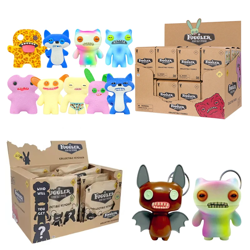 오리지널 Fuggler 피규어 키 체인 블라인드 박스 장난감 재미 있은 추악한 치아 몬스터 열쇠 고리 무리 피규어 귀여운 미스터리 박스 인형 선물