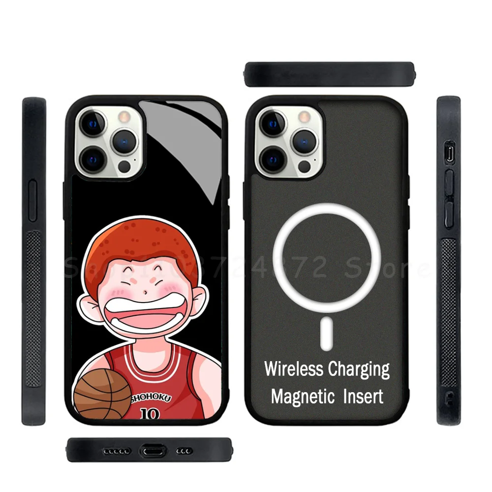 Anime SLAM DUNK Phone Case Strong Magnetic For IPhone 15 14 13 Pro Max Alex Mirror For Magsafe Wireless Charging Cover