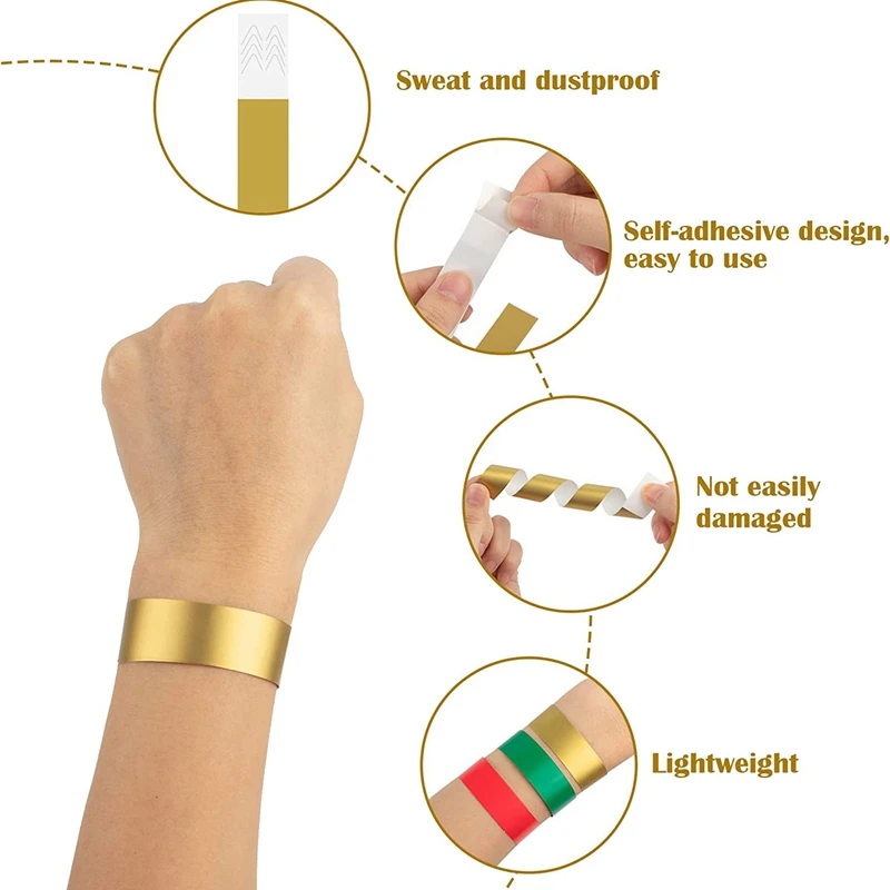 Pulseras de colores neón para eventos, muñequeras ligeras e impermeables de papel sintético para identificación de actividades, 1800 piezas