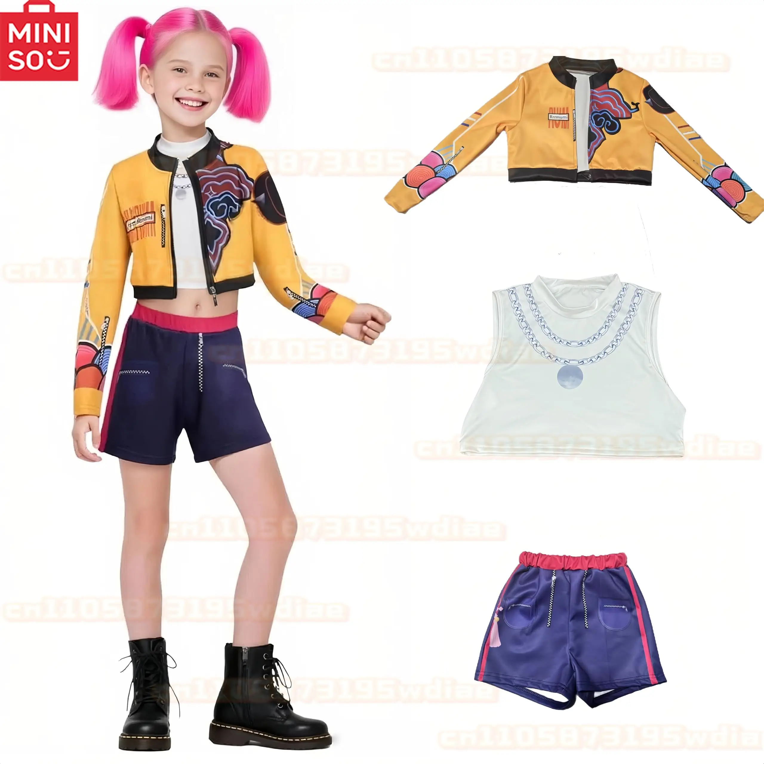 

Anime Zoey Cosplay Costumes Demon Rumi Mira Role Play Uniform Full Set Top Pants Hunters 3D Print Halloween Dress Up Suits