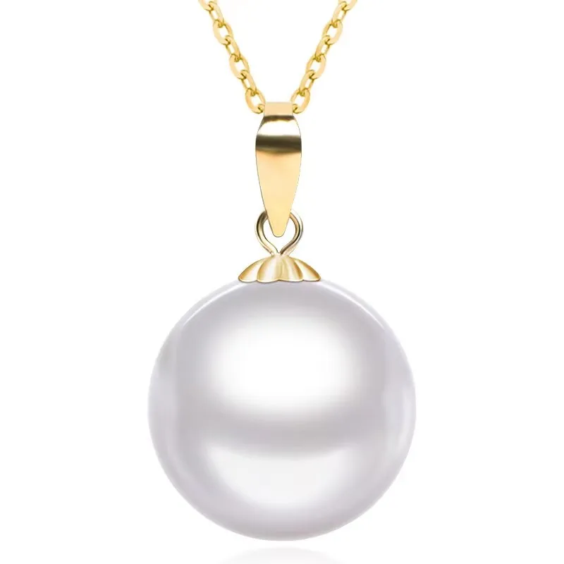 

Natural 9-10mm Genuine White Round Pearl Pendant for Women Jewelry Gifts