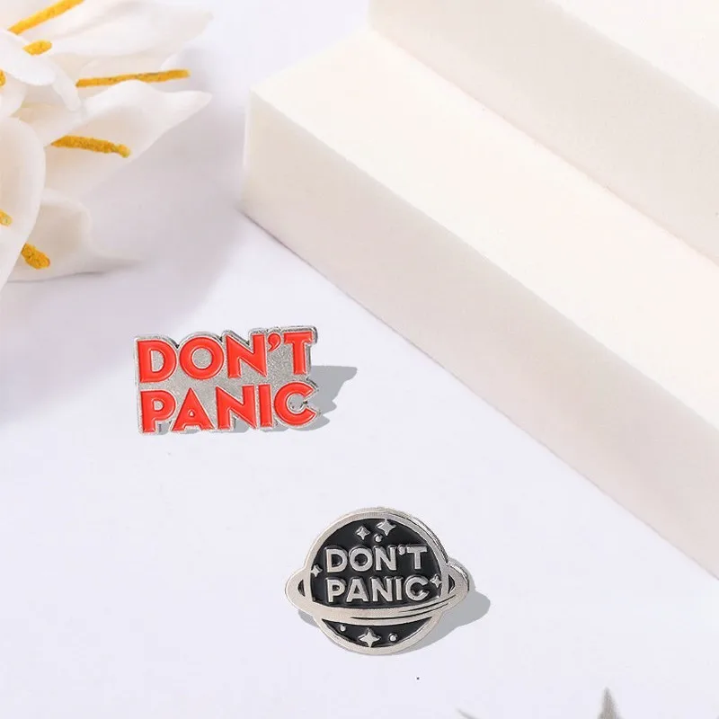 Pins Custom Golden Silver Planet Brooch Lapel Badge Bag  Jewelry Friends   Don't Panic Enamel