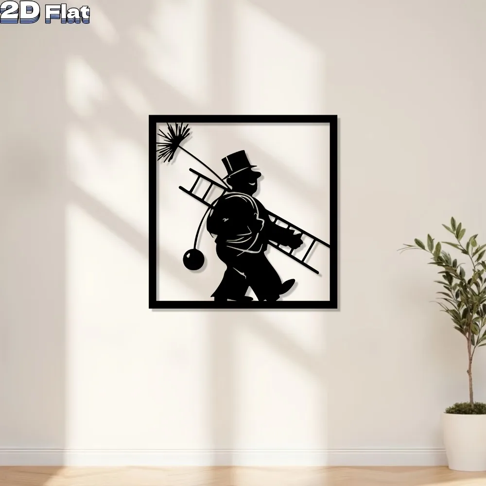 1pc Iron Chimney Sweep Metal Wall Art Decor, Modern Sculpture for Indoor Outdoor Home Garden Fence Gift