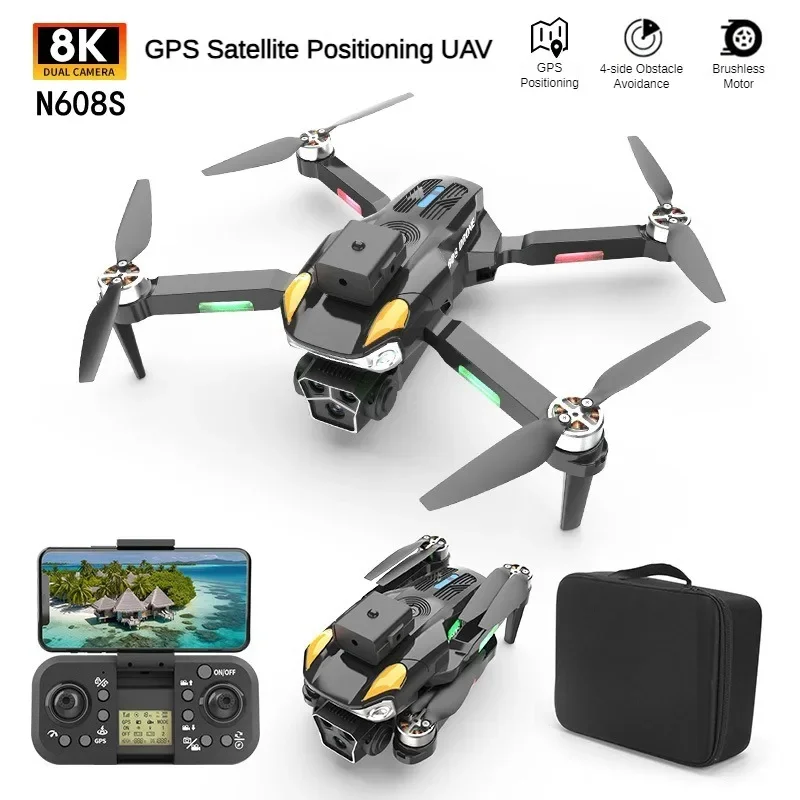 

N608S Профессиональный дрон для предотвращения препятствий 4K Aerial HD GPS RC Оптический поток с низким возвратом батареи Безголовый режим Забавный оригинальный дрон