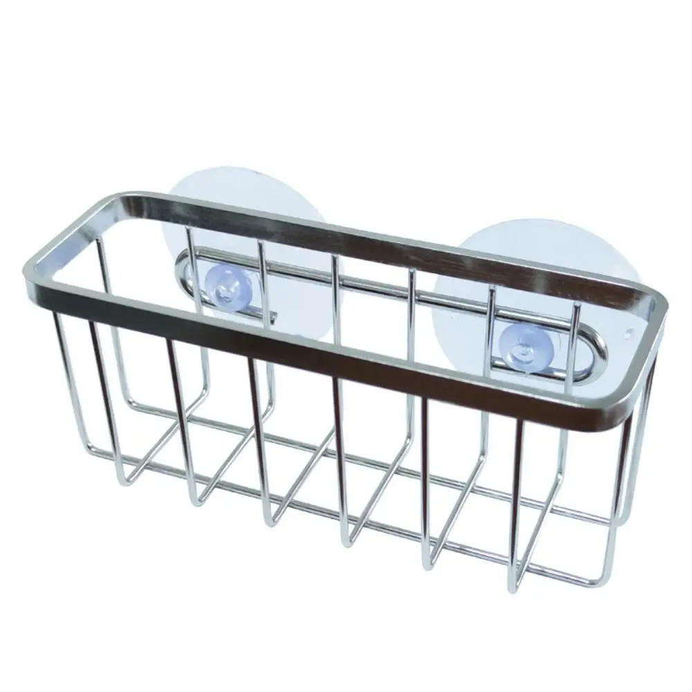 Stainless Steel Liquid Drainer Rack Silver Waterproof Sink Draining Sponge Holder with suction Cups Rustproof