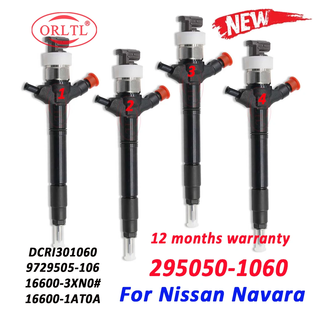 4 PCS 295050-1060 Genuine Fuel Injector 2950501060 295050-1061 for Nissan Navara DCRI301060 9729505-106 16600-3XN0# 16600-1AT0A