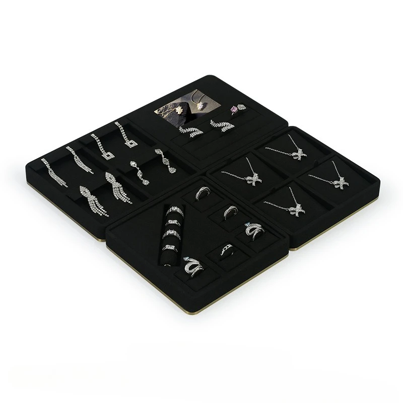 

Jewelry tray, black microfiber necklace, ring, earring display tray, counter jewelry display props