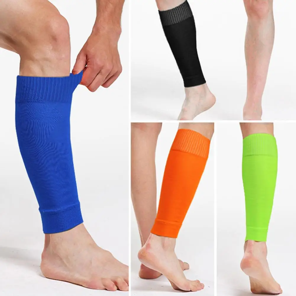 Adults Kids Elastic Soccer Shin Guards Leg Brace Basketball Socks Sports Footless Calf Compression Socks Calf Socks Foot Support