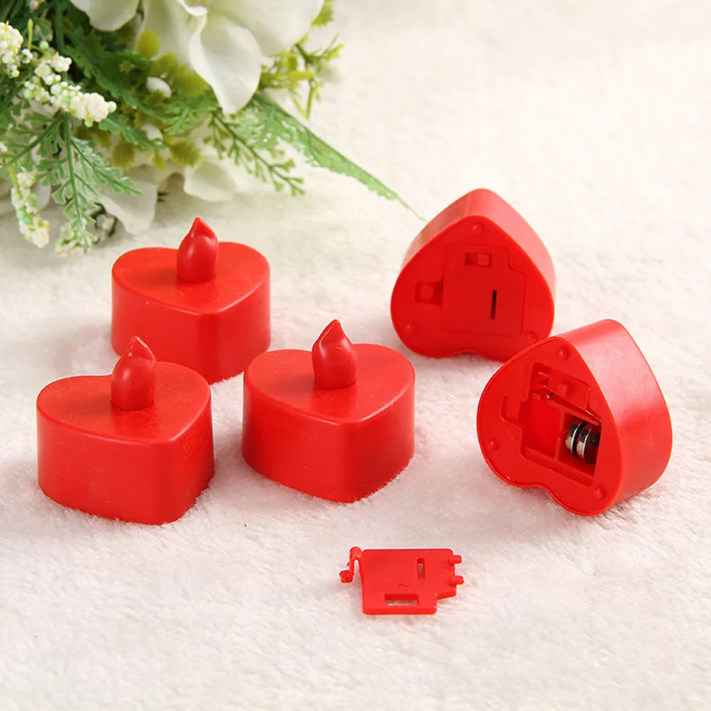 

10Pcs Heart Shape LED Electronic Flameless Lights Red Operated Lamps Wedding Party Festival Decoration