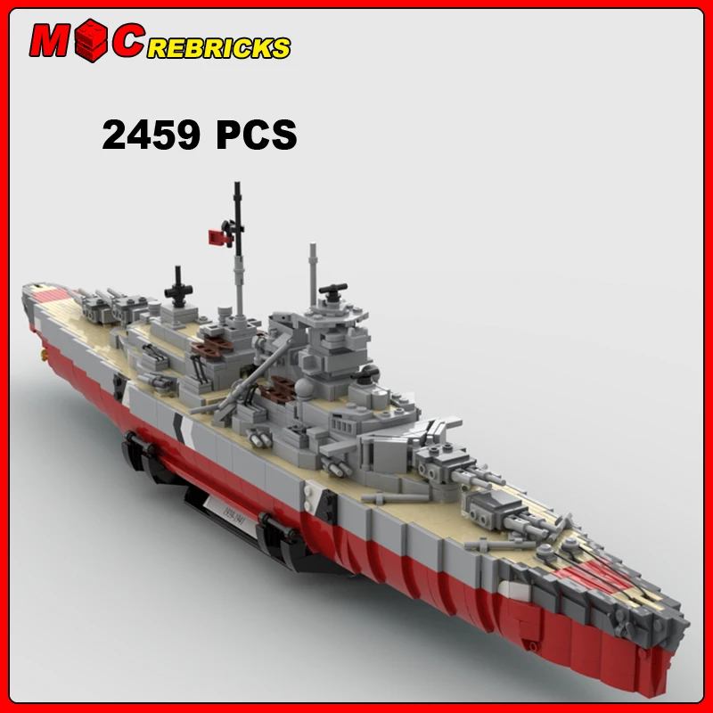 MOC Military Series KMS Bismarck Cruiser Battleship Model DIY Assembling Bricks Building Blocks Puzzle Boys Toys Kids Xmas Gifts