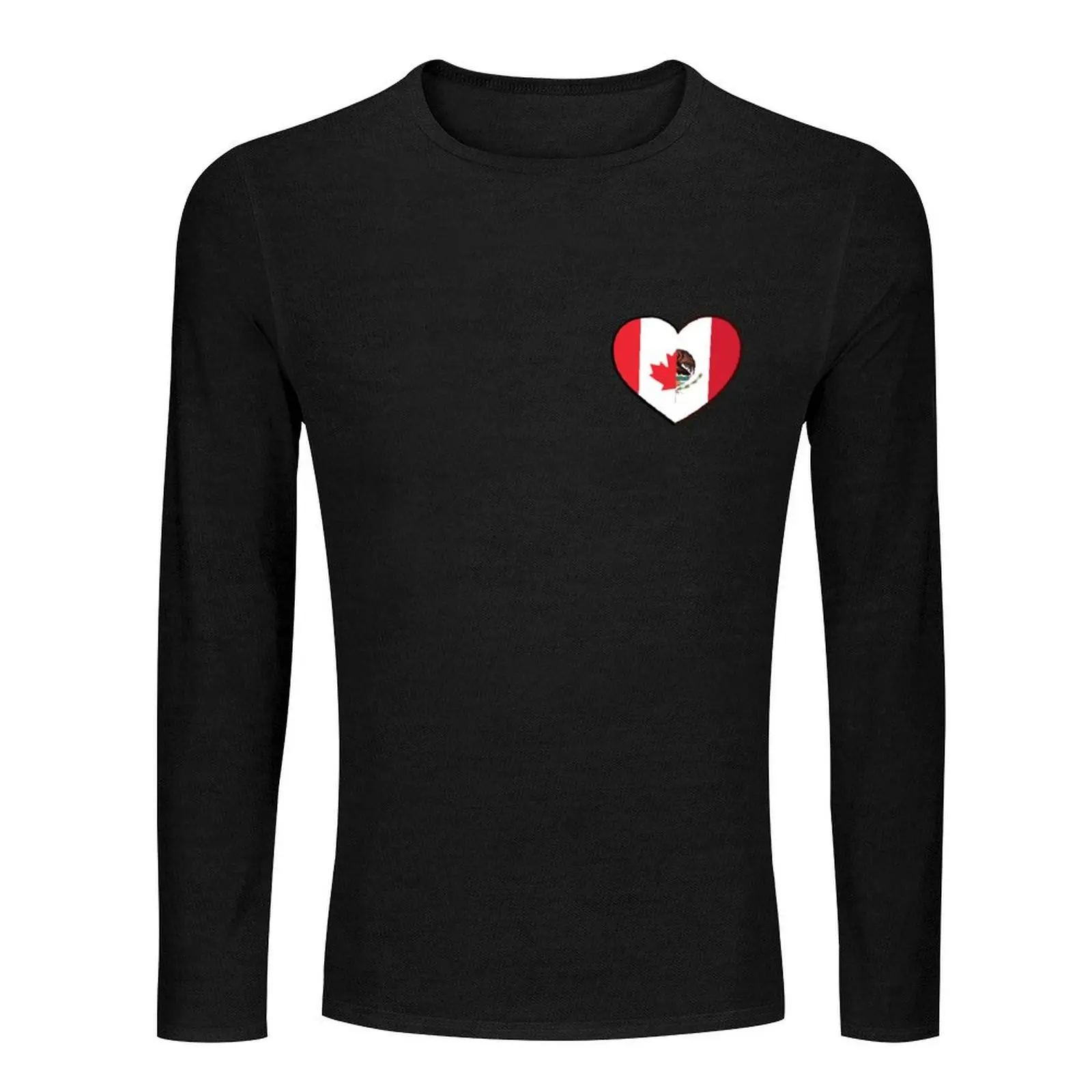 Half Canadian Half Mexican Heart, USA Flag Canada Long T-Shirt custom t shirts shirts graphic tees Men's t-shirt